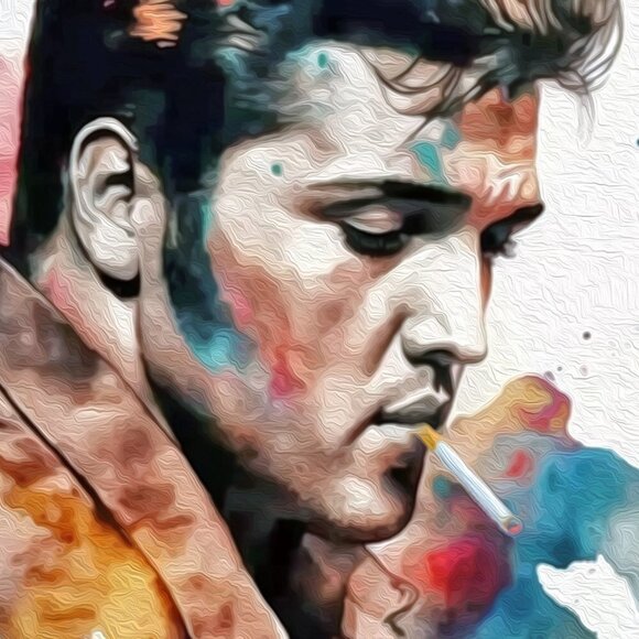 8x10 Elvis Presley Watercolor Oil Painting Print King of Rock n' Roll - Picture 3 of 6